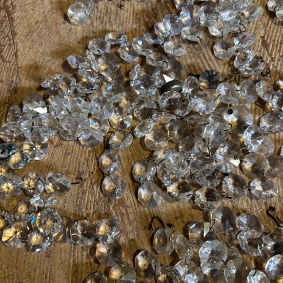 292" Vintage faceted glass crystal garland swag chain chandelier prisms - Picture 5 of 5